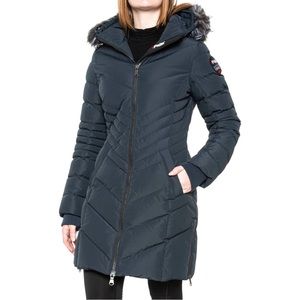 Pajar Queen’s Faux Fur Quilted Puffer- Navy- XL- NWT